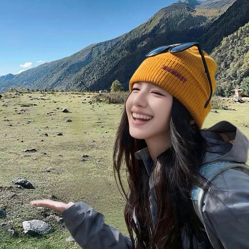 冬季户外防风保暖小黄毛线帽女