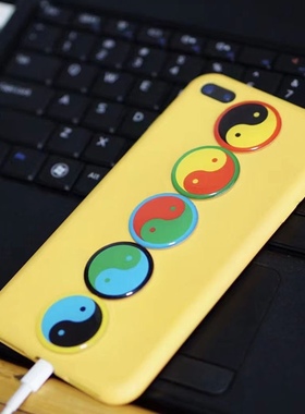 3公分江氏版亚克力万字福太极八卦红黄蓝绿黑边五行图手机贴字粘