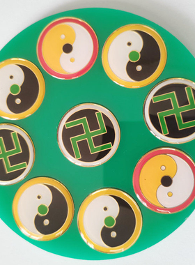 黄铜30厘米招贤盘铜盘五龙太极五龙震招财盘三元命盘定