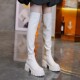 欧美厚底过膝靴女2026秋冬圆头粗跟弹力高筒靴后拉链时尚 百搭长靴