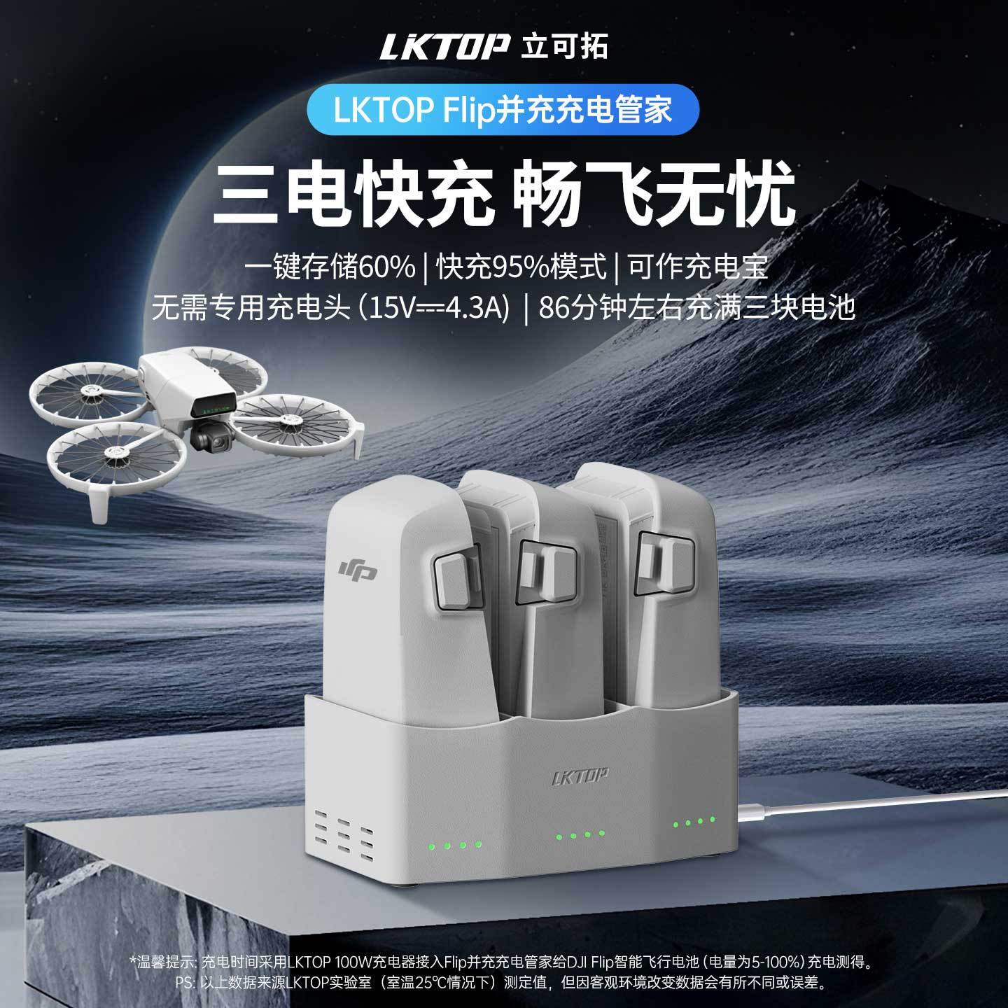 LKTOP Flip 并充充电管家 三通道快充 多种充电模式 三电并充管家