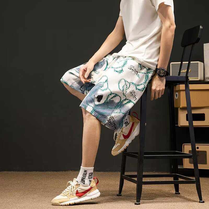 灰色休闲短裤男夏季宽松直筒五分裤纯色运动裤男生裤子潮牌大码裤