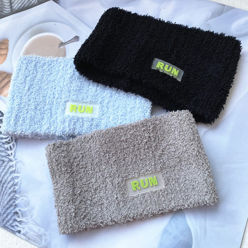 韩版日系毛绒针织发带秋冬百搭宽边运动护耳保暖束发头箍防寒头套