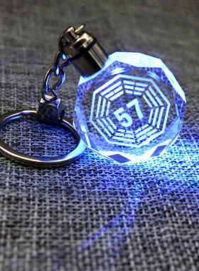 后天八卦款57水晶钥匙扣彩色LED灯珠方形水晶挂件