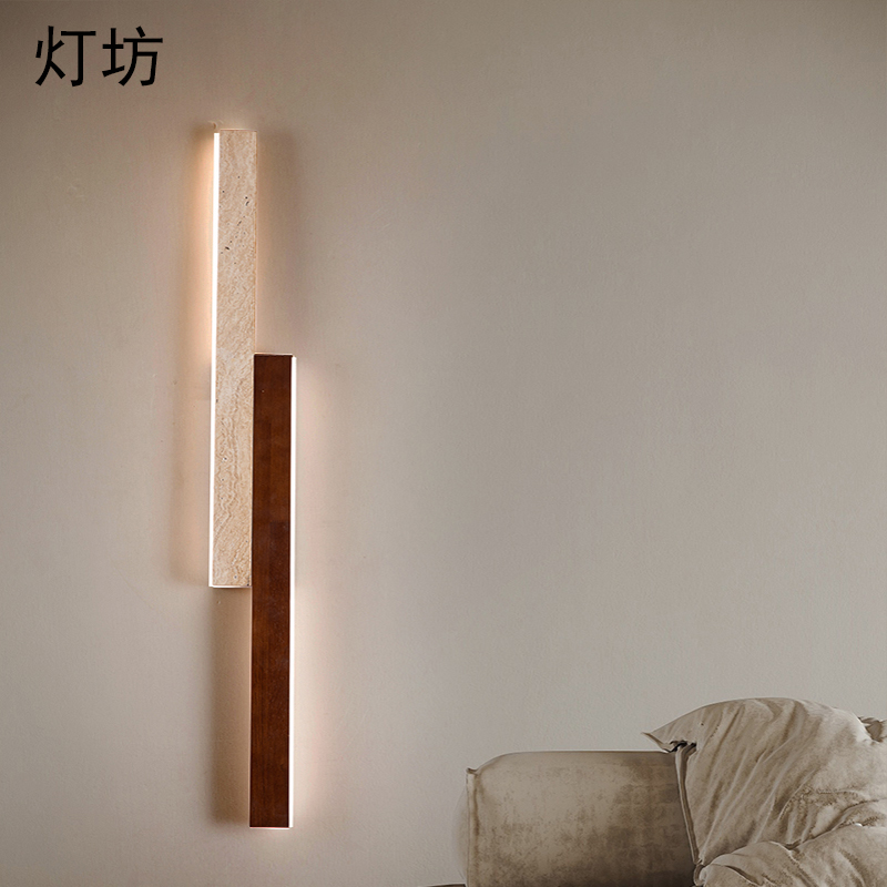 黄洞石实木中古风壁灯