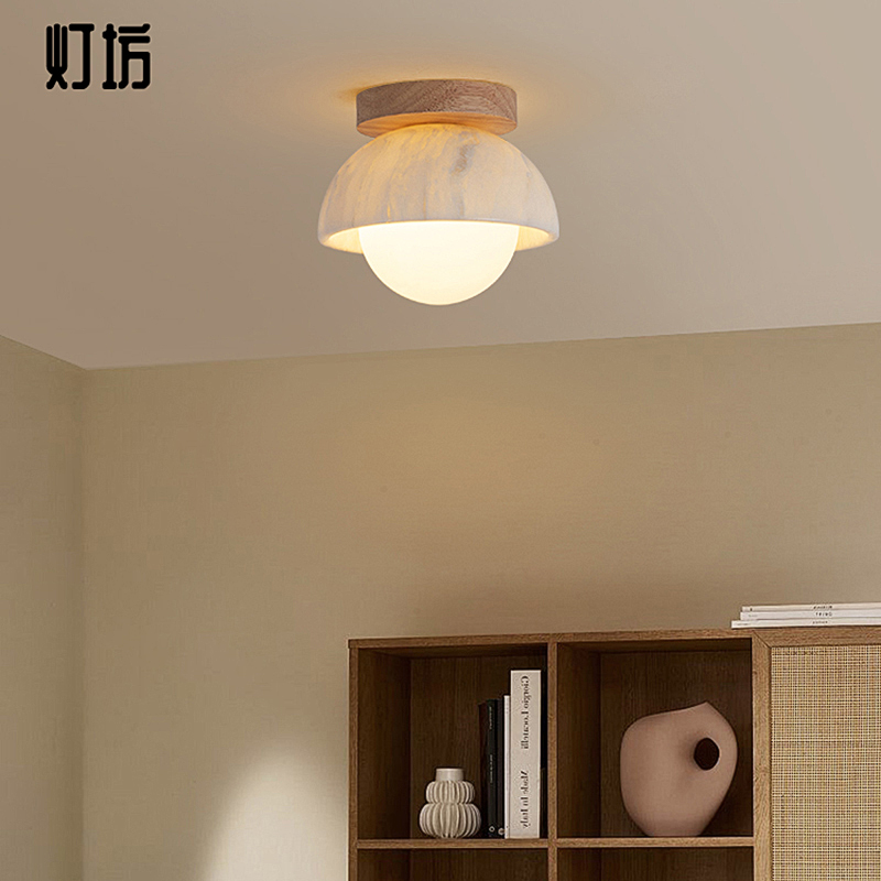 新款卡里冰玉吸顶侘寂风设计师复古创意入户走廊过道玄关阳台小灯