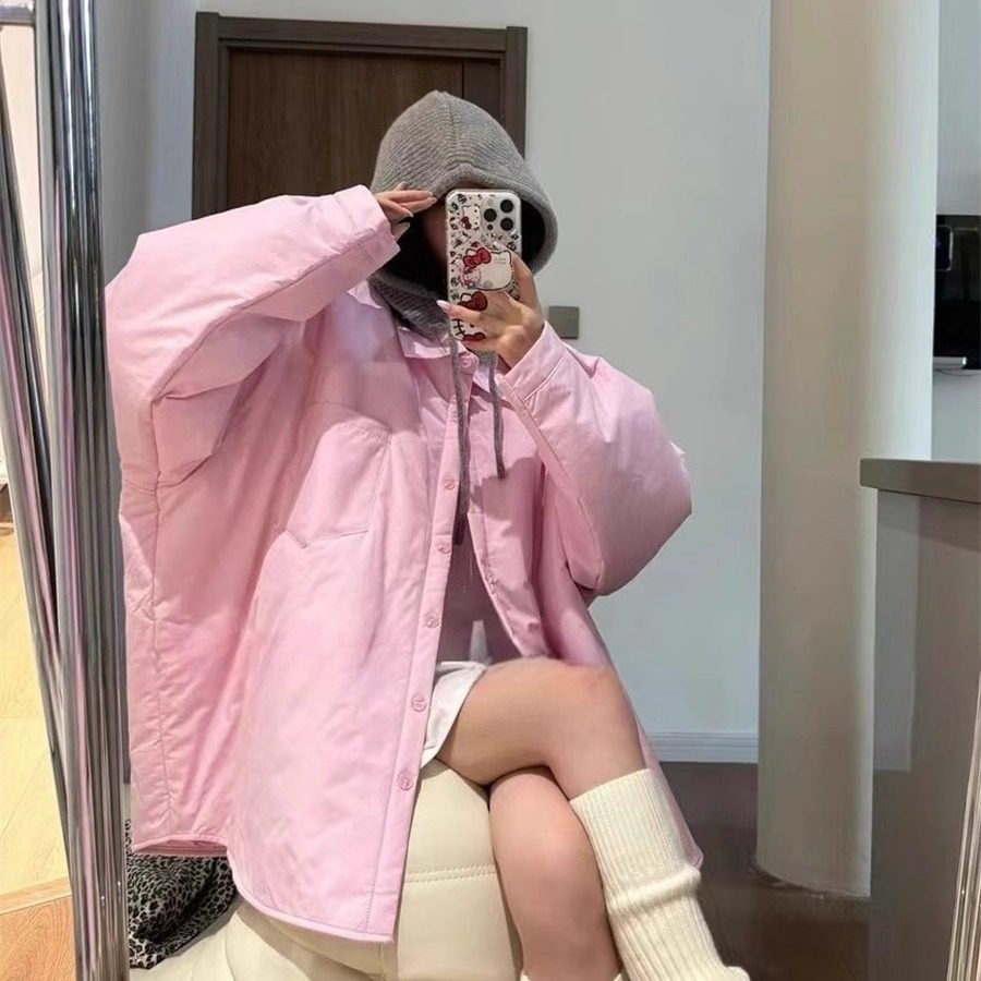 轻薄棉衣加棉宽松慵懒风衬衫外套