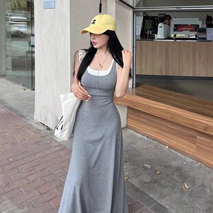 特价吊带背心收腰A字修身连衣裙小个子长裙春夏季新款轻奢高级感