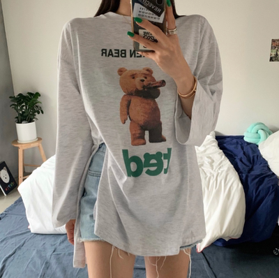 长袖休闲常规厚度小熊印花棉女