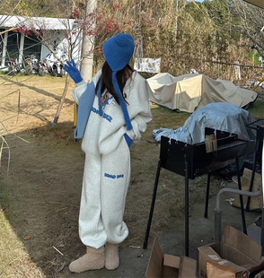 两件套 女哈伦休闲运动裤 韩国洋气时尚 宽松炸街高级感加绒卫衣套装