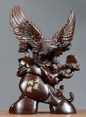 实木老鹰摆件家居装饰品黑檀木雕刻大展宏图鹰客厅办公室桌面摆件