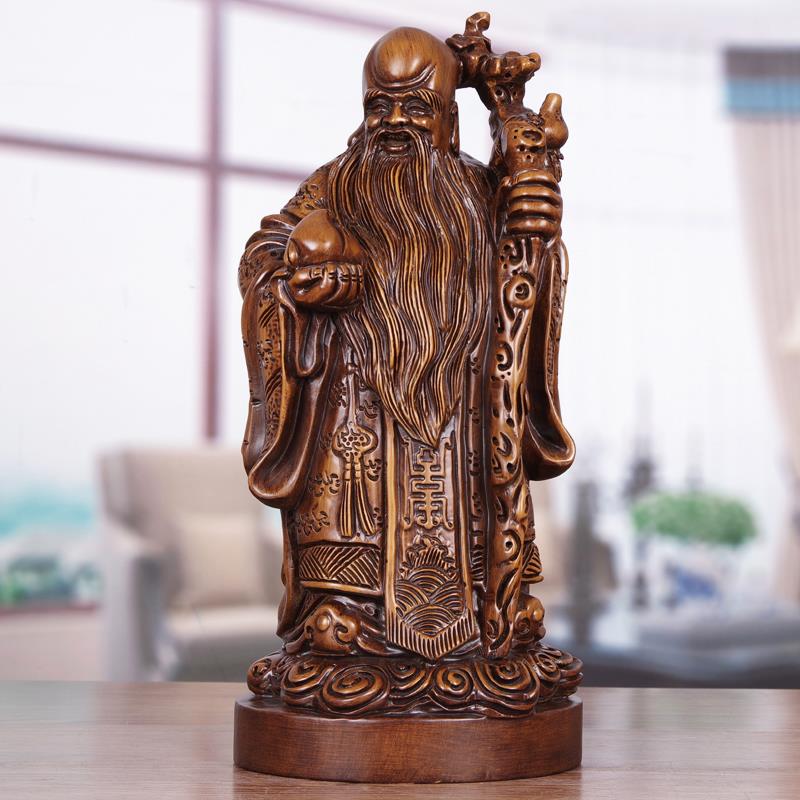 木雕寿星摆件 送父母老人长辈爷爷奶奶爸爸妈妈生日大寿 祝寿礼品