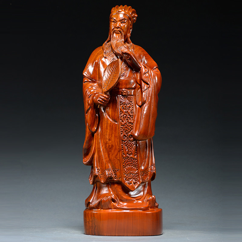 花梨木雕诸葛亮摆件红木雕刻工艺品客厅实木孔明家居装饰品送礼品