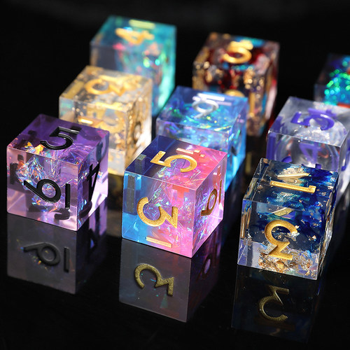 高颜值树脂流沙6面骰子克鲁苏COC跑团桌游D6正方形色子骰蛊18mm