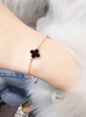 钛钢镀玫瑰金不掉色幸运四叶草