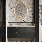 法式 复古橡胶木浴室柜组合卫生间洗漱台洗手洗脸盆一体陶瓷盆卫浴