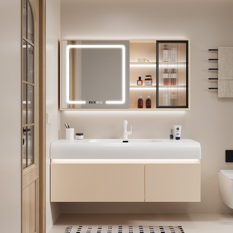 奶油风浴室柜可丽耐一体盆卫浴柜卫生间洗漱台洗手池洗脸盆柜组合,家装主材,浴室柜组合,淘宝优惠券,粉丝福利购,淘宝优惠卷