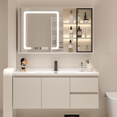 奶油风浴室柜组合45cm宽一体陶瓷盆简约现代洗漱台洗脸盆洗手面盆