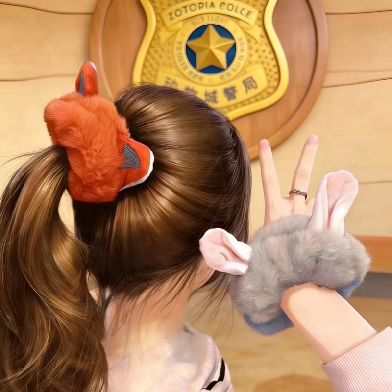 疯狂动物城2朱迪尼克毛绒发圈女款扎头头绳甜美可爱发绳皮筋头饰