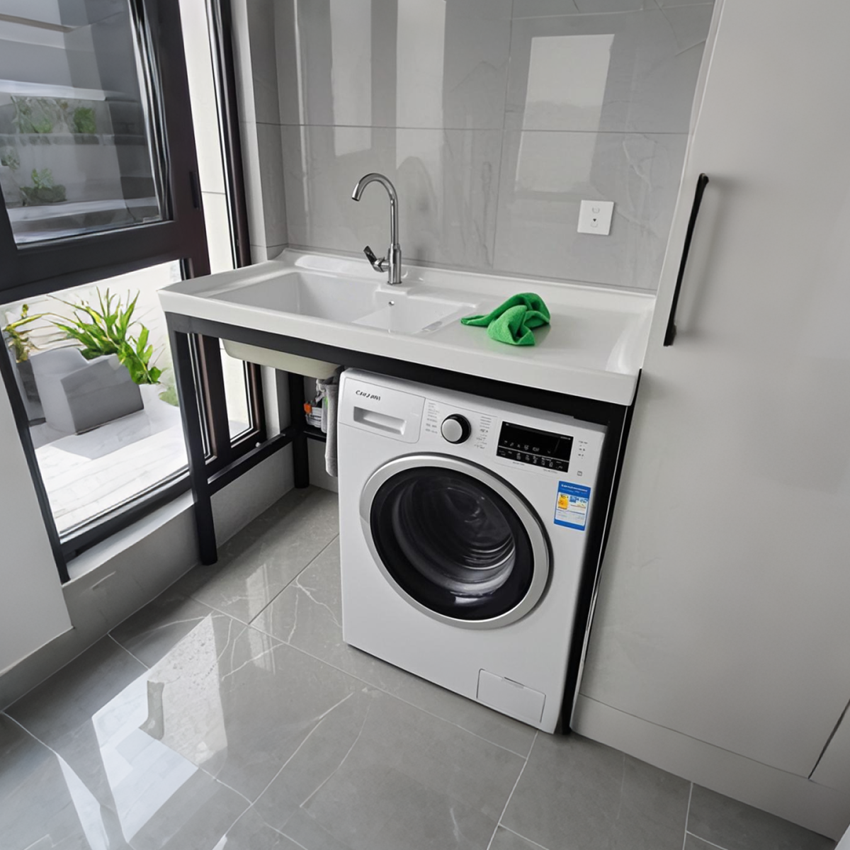 陶瓷免打孔支架一体洗衣机台面盆