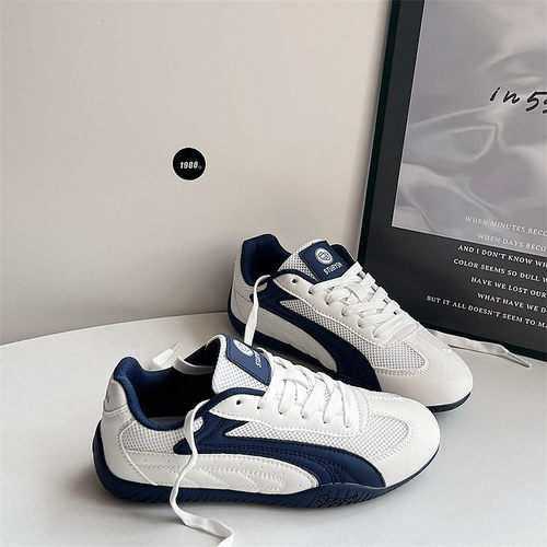 赛车鞋情侣德训鞋男ins潮2025新款网面透气白深蓝运动休闲鞋子女