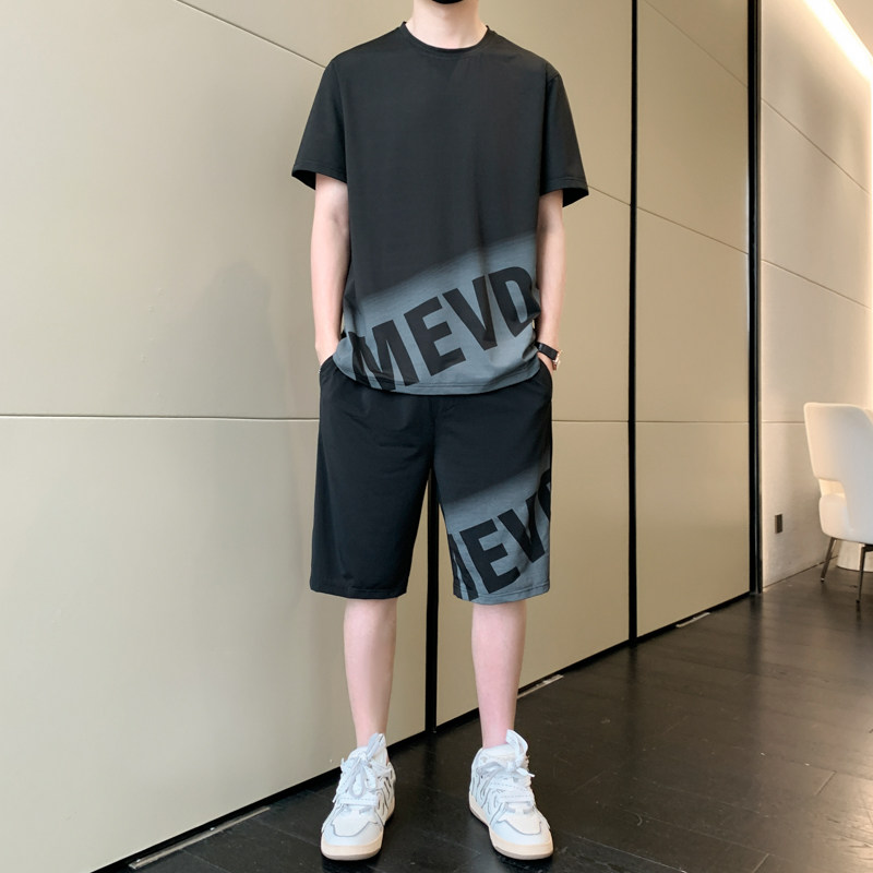 运动服套装男跑步短袖冰丝夏季速干衣篮球服羽毛健身衣服短裤夏天