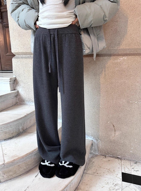 DIGM广州十三行女装2025秋冬安迪绒加绒抽绳针织休闲裤女81008