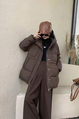 2026冬季新款韩版宽松显瘦连帽羽绒服女中长款加厚保暖白鸭绒外套