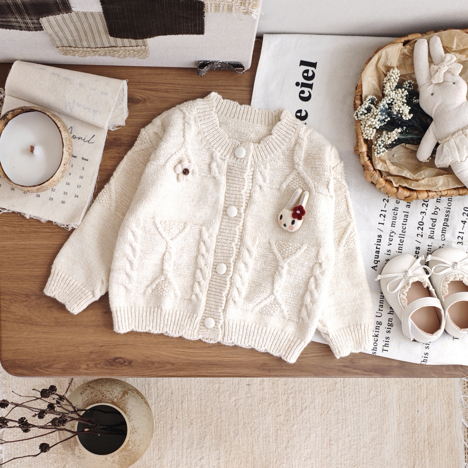 女童针织开衫毛衣外套上衣甜美