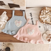 女童针织背心2025秋新款 吊带背心小童可爱卡通宝宝洋气糖果色 韩版