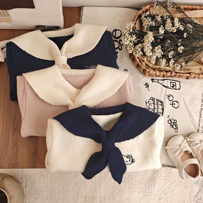 女宝海军领加绒加厚毛衣针织衫