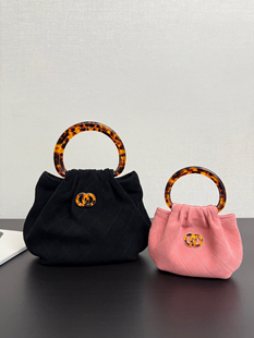 26C玳瑁色手柄原厂意大利Bonaudo麂皮牛皮复古vintage手提中古包