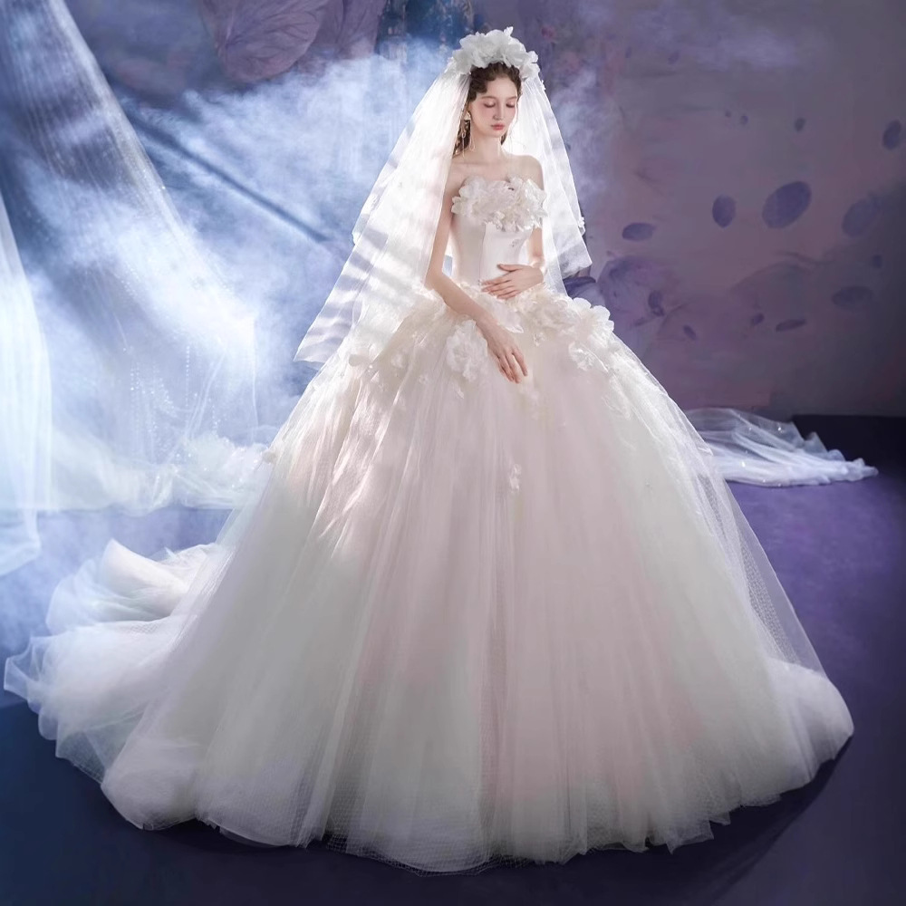 抹胸婚纱礼服2025新款新娘小个子主纱高级质感法式轻简约轻便绝美