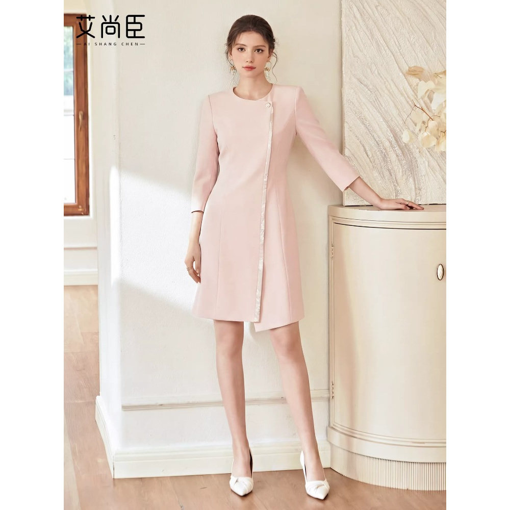艾尚臣樱花柔粉轻熟风职业装连衣裙女美业老师美容院店长经理工装
