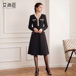 艾尚臣职业装荷叶边连衣裙女前台接待美业经理办公室白领商务正装