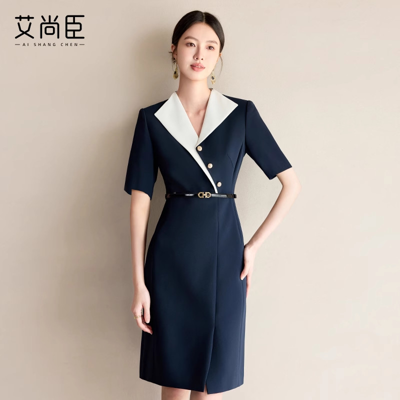 艾尚臣職業装连衣裙女夏教师编制面试穿搭珠宝店售楼部案场工作服