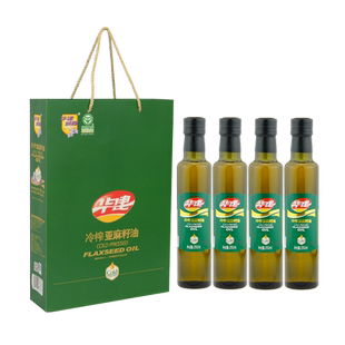 华建诚鑫 冷榨亚麻籽油250ml*4瓶礼盒 华健胡麻油 食用油 植物油