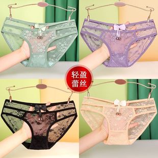 蕾丝唯美女士内裤迷人镂空细带短裤夏季薄款甜美可爱三角裤女