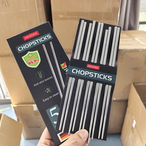 麦高斯出品！有质感！上档次！一盒五双！304不锈钢家用防滑筷
