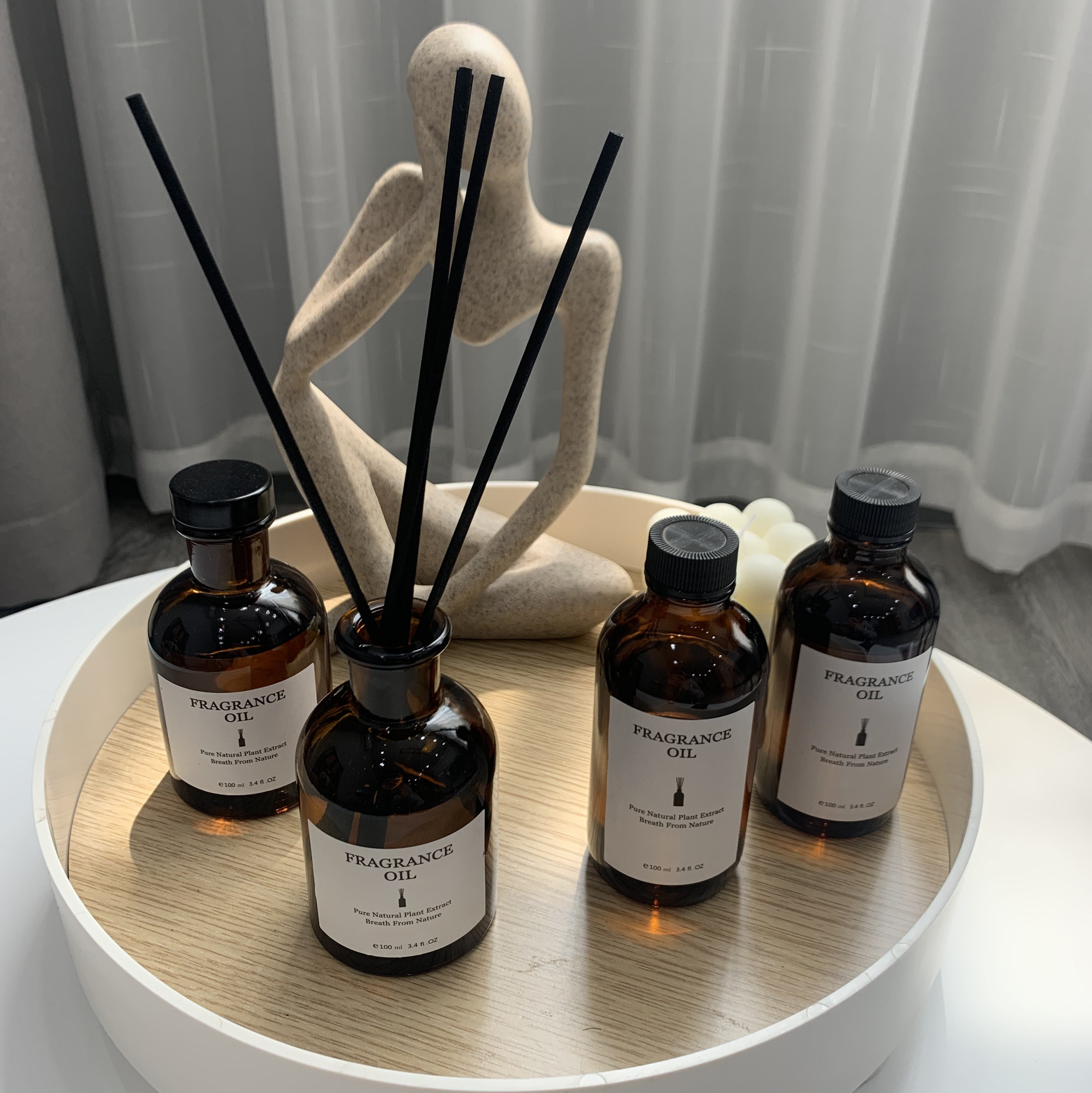 레트로 브라운 유리병 등나무 무연 아로마테라피 100ML 0.47KG