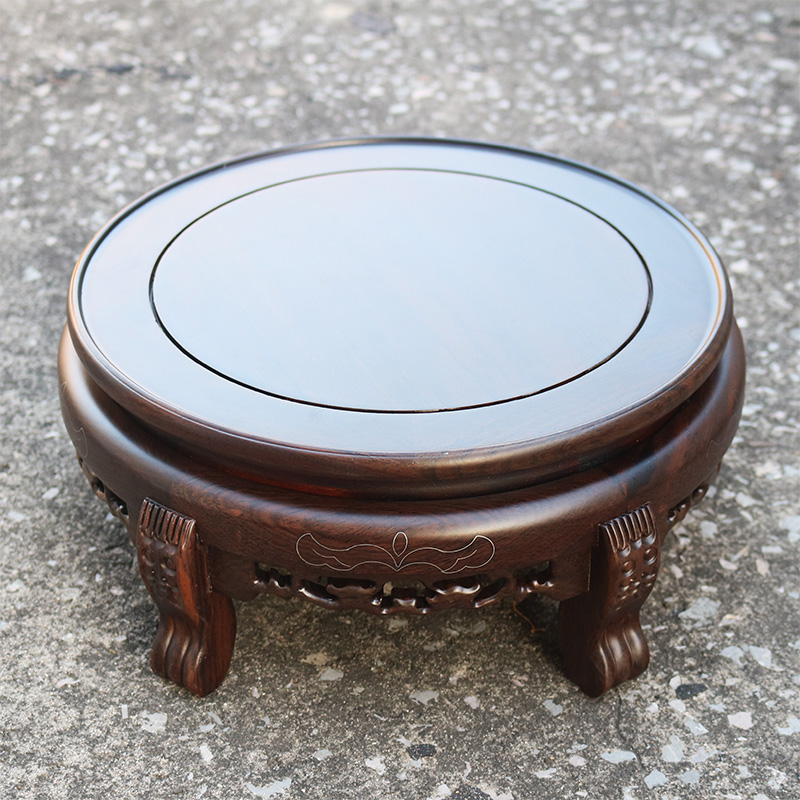 黑檀木圆形底座实木陶瓷花瓶古董花盆景酒瓶摆件鱼缸紫砂壶香炉