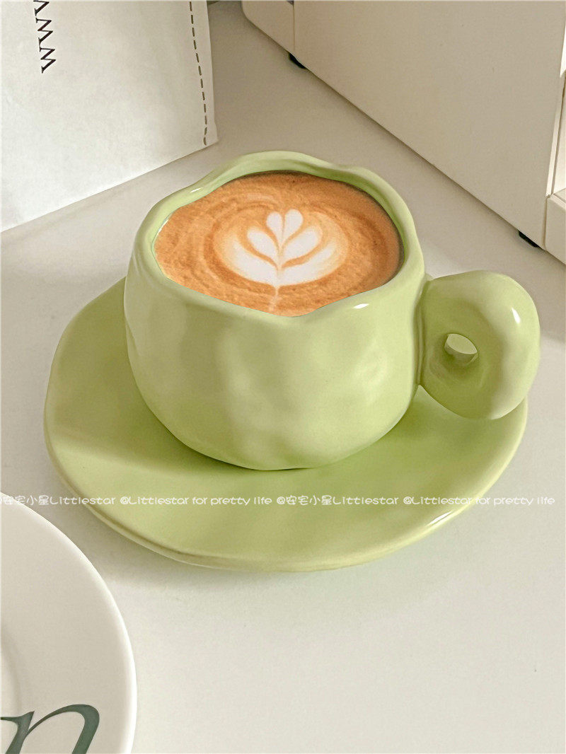 北欧ins纯色高级陶瓷杯不规则创意早餐牛奶杯高颜值下午茶咖啡杯
