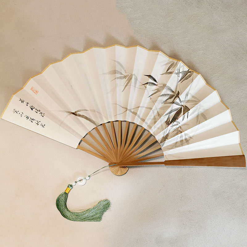 渣反穿书沈清秋周边cos明制汉服搭配古风兰竹手绘折扇图定制题字