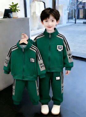 男童春款拉链棒球服时尚外套运动服2025新款时髦男宝宝炸街两件套