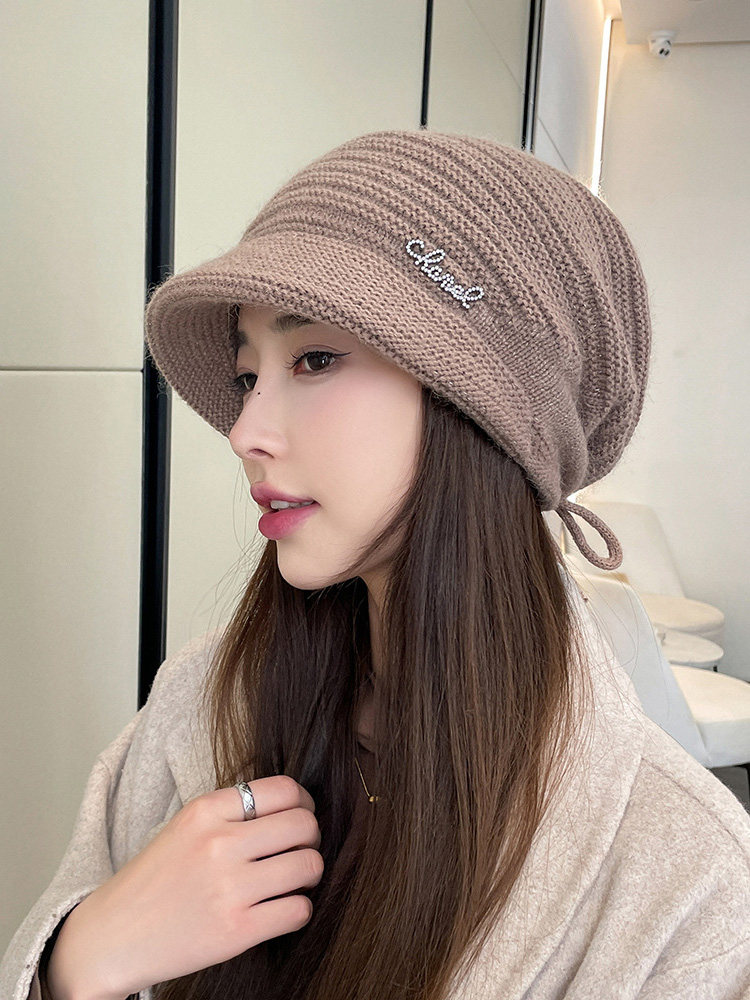 兔毛混纺大头围帽子女冬妈妈款女款冬天毛线帽秋冬季百搭堆堆帽女