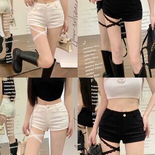 xxs加小码 显瘦高腰短裤 150cm矮个子设计感纯色蕾丝绑带修身 夏145