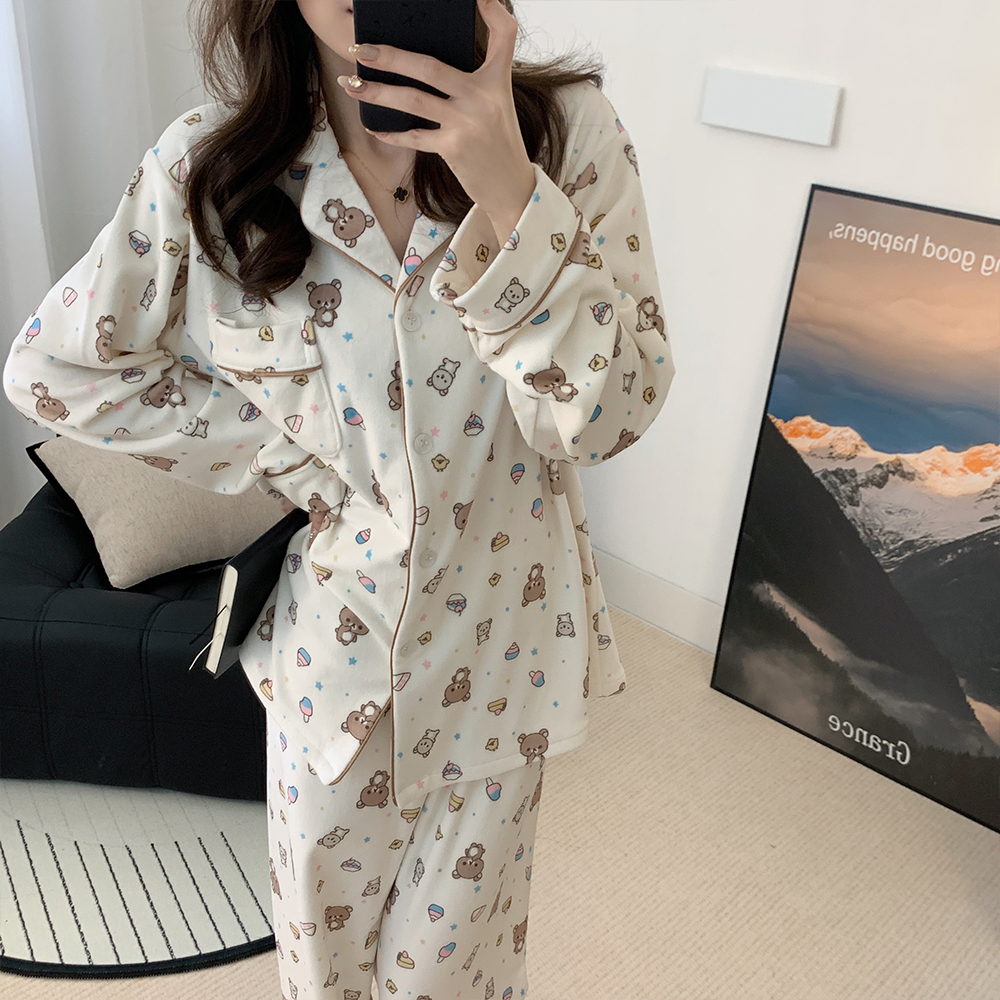 秋冬150cm小矮个子女生睡衣xs码海岛绒时尚休闲家居服套装xxs码