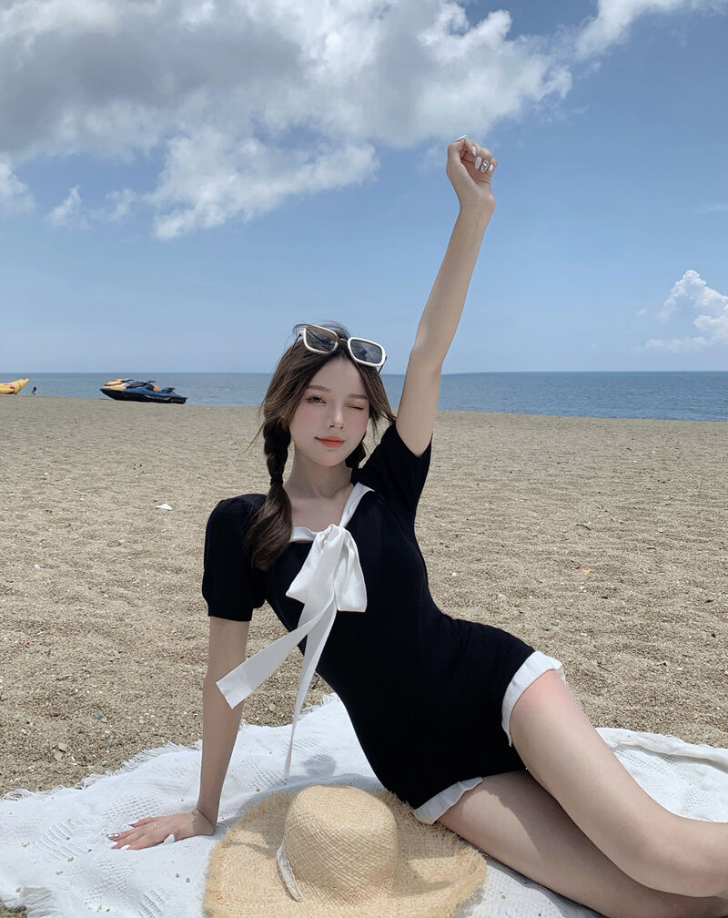 150cm小个子小胸保守连体泳衣xs码遮肚温泉度假泳装145加小码xxs