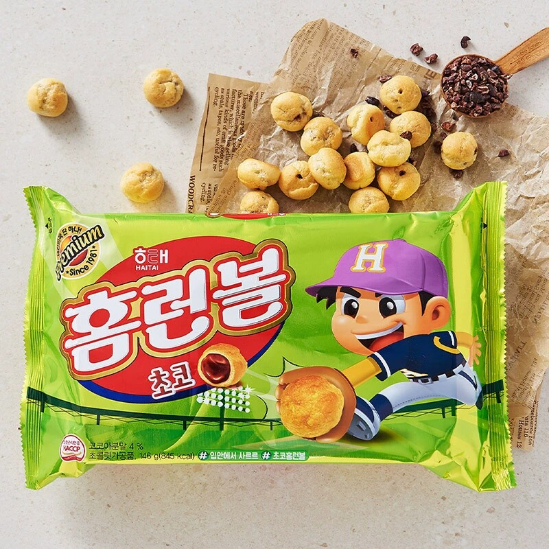 韩国进口海太巧克力夹心泡芙球46g泡芙球韩国休闲零食