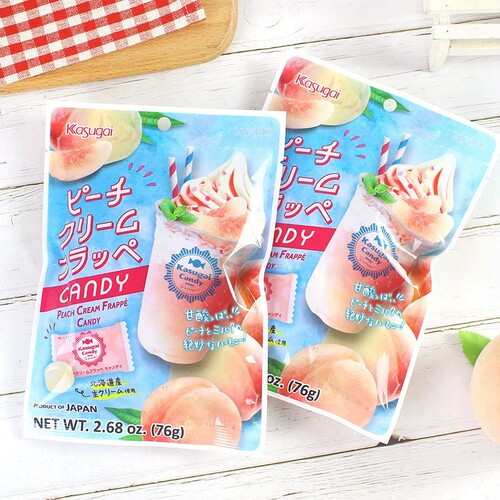 日本进口零食春日井kasugai水蜜桃奶油冰淇淋沙冰味糖果76g喜糖